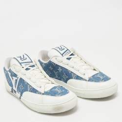 Louis Vuitton White/Blue Denim and Leather Charlie Sneakers  Size 42