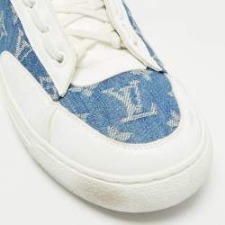 Louis Vuitton White/Blue Denim and Leather Charlie Sneakers  Size 42