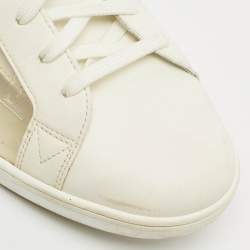 Louis Vuitton White Leather and Iridescent Monogram PVC Luxembourg Sneakers Size 45