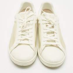 Louis Vuitton White Leather and Iridescent Monogram PVC Luxembourg Sneakers Size 45