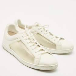 Louis Vuitton White Leather and Iridescent Monogram PVC Luxembourg Sneakers Size 45