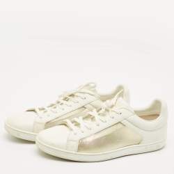 Louis Vuitton White Leather and Iridescent Monogram PVC Luxembourg Sneakers Size 45