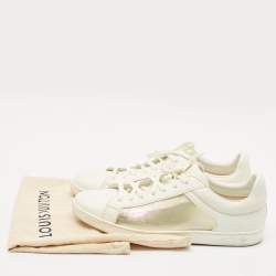 Louis Vuitton White Leather and Iridescent Monogram PVC Luxembourg Sneakers Size 45