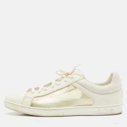 Louis Vuitton White Leather and Iridescent Monogram PVC Luxembourg Sneakers Size 45
