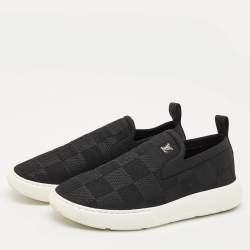 Louis Vuitton Navy Blue Knit Fabric Pacific Slip On Sneakers Size 41.5
