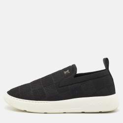 Louis Vuitton Navy Blue Knit Fabric Pacific Slip On Sneakers Size 41.5