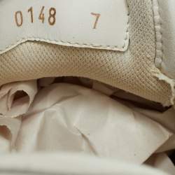 Pre Owned Louis Vuitton White Leather and Monogram Canvas Rivoli Sneakers Size 41