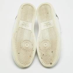Pre Owned Louis Vuitton White Leather and Monogram Canvas Rivoli Sneakers Size 41