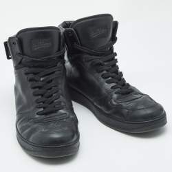 Louis Vuitton Black/Grey Graphite Canvas Rivoli High Top Sneakers Size 44.5