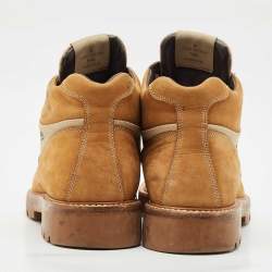 Louis Vuitton Beige Canvas and Nubuck Leather Oberkampf Ankle Boots Size 45
