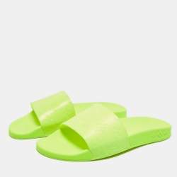 Pre Owned Louis Vuitton Green Rubber Waterfront  Pool Slides Size 41