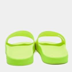 Pre Owned Louis Vuitton Green Rubber Waterfront  Pool Slides Size 41