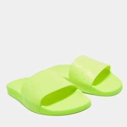 Pre Owned Louis Vuitton Green Rubber Waterfront  Pool Slides Size 41