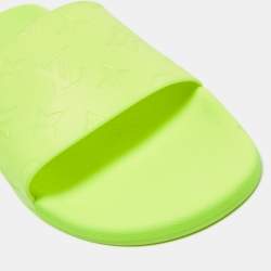 Pre Owned Louis Vuitton Green Rubber Waterfront  Pool Slides Size 41