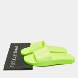 Pre Owned Louis Vuitton Green Rubber Waterfront  Pool Slides Size 41