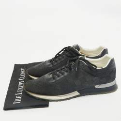 Louis Vuitton Black Damier Knit Fabric And Leather Run Away Low Top Sneakers Size 44