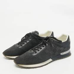 Louis Vuitton Black Damier Knit Fabric And Leather Run Away Low Top Sneakers Size 44