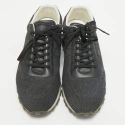 Louis Vuitton Black Damier Knit Fabric And Leather Run Away Low Top Sneakers Size 44