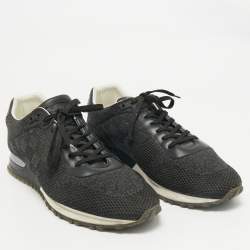 Louis Vuitton Black Damier Knit Fabric And Leather Run Away Low Top Sneakers Size 44