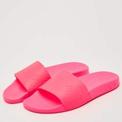 Pre Owned Louis Vuitton Pink Rubber Waterfront  Pool Slides Size 39