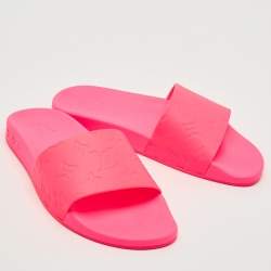 Pre Owned Louis Vuitton Pink Rubber Waterfront  Pool Slides Size 39