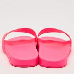 Pre Owned Louis Vuitton Pink Rubber Waterfront  Pool Slides Size 39