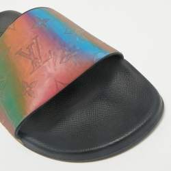 Louis Vuitton Multicolor Iridescent Monogram Rubber Waterfront Slides Size 41
