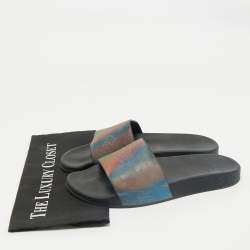 Louis Vuitton Multicolor Iridescent Monogram Rubber Waterfront Slides Size 41