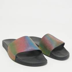  Louis Vuitton Multicolor Iridescent Monogram Rubber Waterfront Slides Size 41