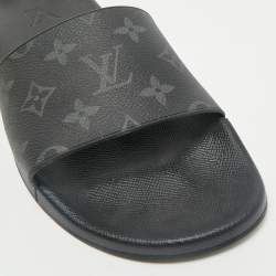 Louis Vuitton Black Graphite Damier Embossed Canvas Waterfront Flat Slides Size 41