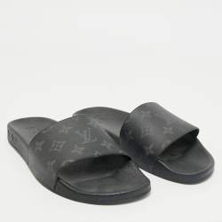 Louis Vuitton Black Graphite Damier Embossed Canvas Waterfront Flat Slides Size 41