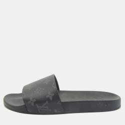 Louis Vuitton Black Graphite Damier Embossed Canvas Waterfront Flat Slides Size 41
