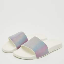  Louis Vuitton Iridescent Prism Monogram PVC Waterfront Slides Size 41