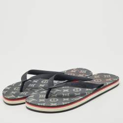 Louis Vuitton Navy Blue Rubber Molitor Thong Flats Size 41.5
