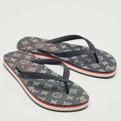 Louis Vuitton Navy Blue Rubber Molitor Thong Flats Size 41.5