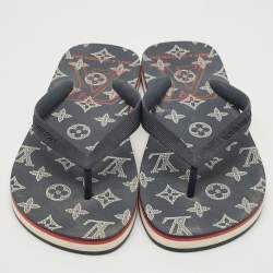 Louis Vuitton Navy Blue Rubber Molitor Thong Flats Size 41.5