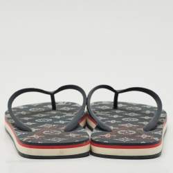 Louis Vuitton Navy Blue Rubber Molitor Thong Flats Size 41.5