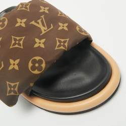 Louis Vuitton Brown Monogram Nylon Pool Pillow Comfort Flat Slide Sandals Size 42