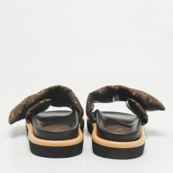 Louis Vuitton Brown Monogram Nylon Pool Pillow Comfort Flat Slide Sandals Size 42