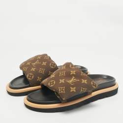 Louis Vuitton Brown Monogram Nylon Pool Pillow Comfort Flat Slide Sandals Size 42