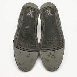 Louis Vuitton Black Leather Logo Lace Up Sneakers Size 42.5