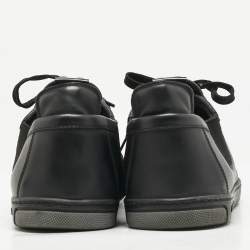 Louis Vuitton Black Leather Logo Lace Up Sneakers Size 42.5