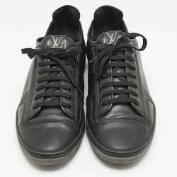 Louis Vuitton Black Leather Logo Lace Up Sneakers Size 42.5