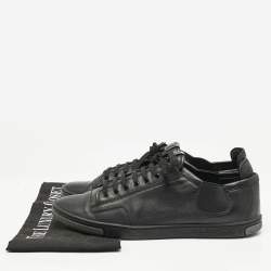 Louis Vuitton Black Leather Logo Lace Up Sneakers Size 42.5