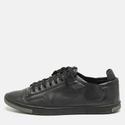 Louis Vuitton Black Leather Logo Lace Up Sneakers Size 42.5