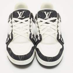 Louis Vuitton Black/White Denim and Leather LV Trainer #54 Sneakers Size 40.5