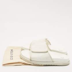 Louis Vuitton White Monogram Embossed Leather Miami Flat Slide Sandals Size 41