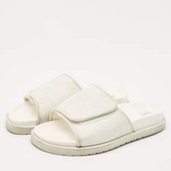 Louis Vuitton White Monogram Embossed Leather Miami Flat Slide Sandals Size 41