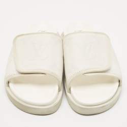 Louis Vuitton White Monogram Embossed Leather Miami Flat Slide Sandals Size 41
