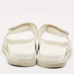 Louis Vuitton White Monogram Embossed Leather Miami Flat Slide Sandals Size 41